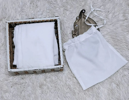 Full-Size Swiss Lawn Prayer Jilbab with Matching Bag (White)