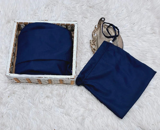 Full-Size Swiss Lawn Prayer Jilbab with Matching Bag (Navy Blue)